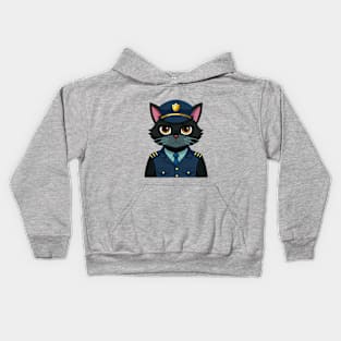 cute cat police body black Kids Hoodie